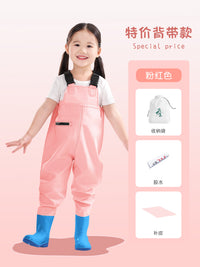 儿童赶海连体玩水衣服全身防水雨裤雨靴一体下水裤涉水幼儿园装备