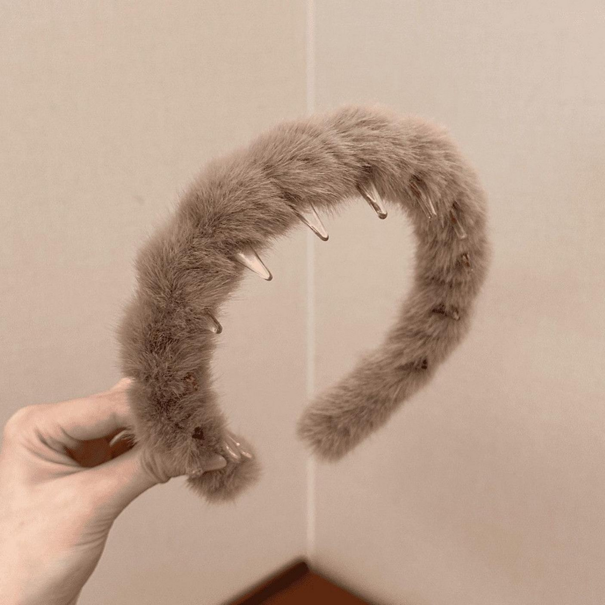 Plush Headband, Tiger Print, Soft Fuzzy, Autumn