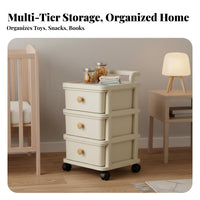 Multi-Tier Storage Cart Effortless-Pulling Drawers Plastic Drawer Cabinet on Wheels Plastic Drawer Storage Cart Strong