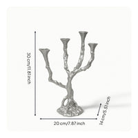 Tree Branch Form Candelabra Holder Metal Tree Branch Candelabra Artistic Candle Holder with Four Sockets for Tabletop