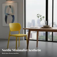 Stackable Molded Plastic Chair with Backrest Modern Design Molded Plastic Seat Minimalist Aesthetic Household Furniture Long-Lasting Construction for Homeowners, Business Owners, Interior Designers, Dining Room, Kitchen, Restaurant, Office