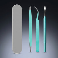 Storage Box with Stainless Steel Pet Grooming Tool Kit, Double Sided Stainless Steel Comb and Curved Tip Tweezers