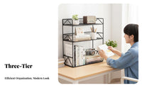 Space-Saving Multi-Tier Desktop organizer Easy Assembly Multi-Tier Desk Rack Modern Design desktop Shelf Sturdy Construction for Students, Home Workers, Women, Study Room