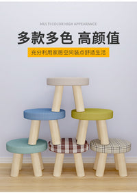 实木小凳子家用时尚创意矮凳客厅沙发凳儿童凳坐墩板凳门口换鞋凳 四腿蘑菇方凳：花猫