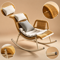 Dream Xiaoduo Rattan Rocking Chair for Home Balcony Outdoor Patio Lounge Chair Adult Leisure Rocker