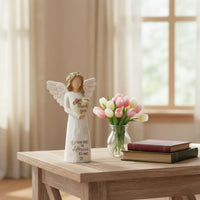 Commemorative Keepsake Appreciation Angel Figurine Hand-Painted Home Decoration Engraved Message for Friends, Teachers, Bookshelf