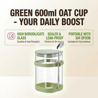 Overnight Oats Container with Spoon, Yogurt Parfait Cup, Salad Jar for Commuters, Health Enthusiasts, Travel, School