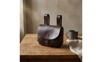 Handmade PU Leather Waist Bag Retro Medieval Waist Bag Flap-Front Reawakening Belt Pouch Laced Stitching