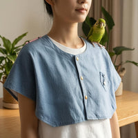 Shielding Bird Shoulder Perch Shawl Round Neckline Wearable Bird Perch Cover Cape-Like Pet Accessory Chest Pocket