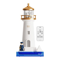 Lighthouse Night Light Tabletop Lighthouse Lamp Night Light with Sailor Figurine Ambient Sculptural for Bedroom, Bedside Table