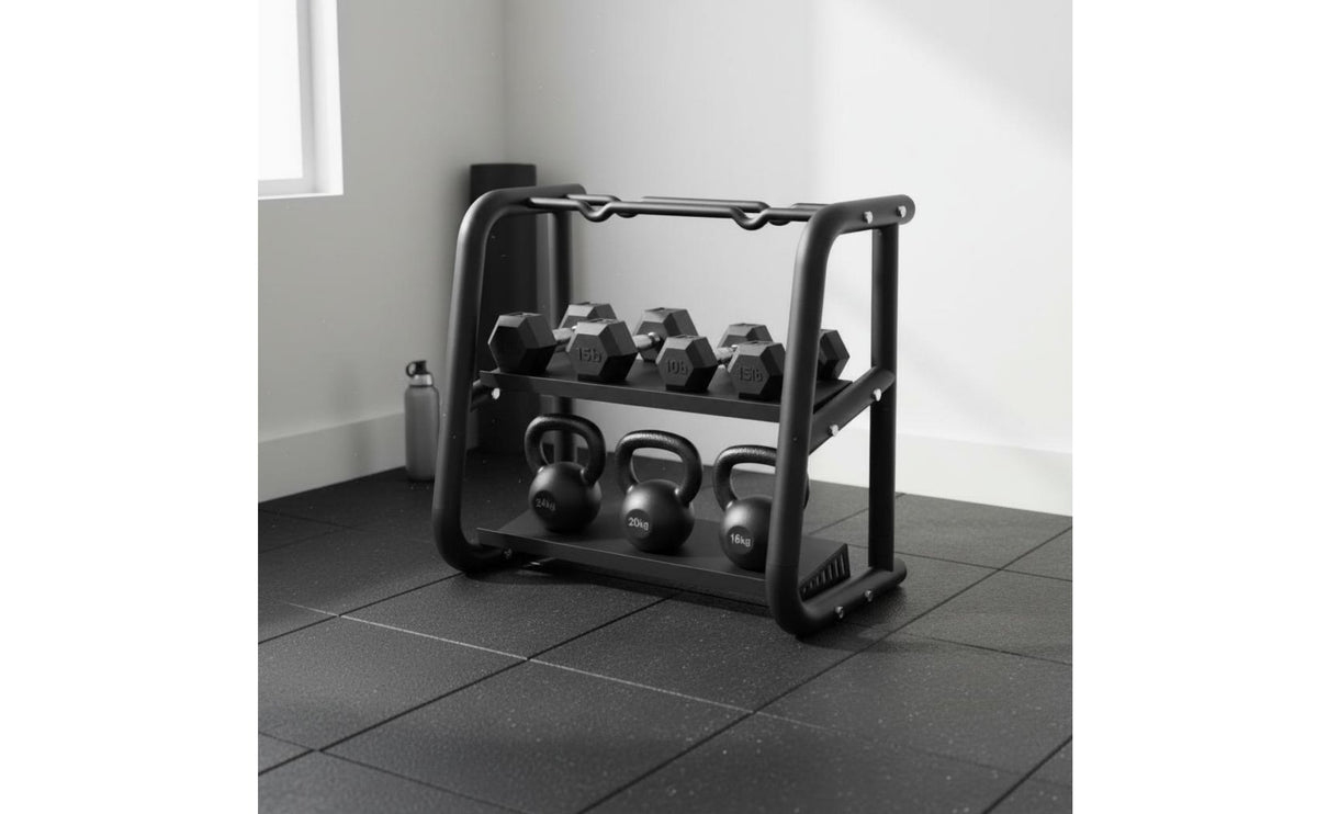 Dumbbell and Kettlebell Organizer Multifunction Kettlebell -Saving Gym Equipment Organizer for Fitness Users