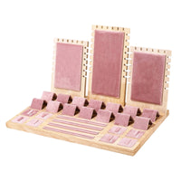 Band and Earring Display Stand Sloped Suede-Like Wood Jewelry Display Rack
