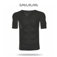Muscle Shirt with Removable Inserts Fit Muscle Shirt with Chest and Shoulder Pads Stretch Physique-Defining Tee for Stage Performances