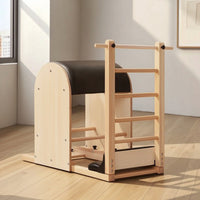 Padded Pilates Ladder Barrel Stable Pilates Barrel with Ladder Ergonomic Wooden Spine Corrector Compact for Fitness Enthusiasts, Home Gym