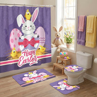 Easter Shower Curtain Sets with Non-Slip Rugs, Toilet Lid Cover and Bath Mat for Home, Families, Apartment, Hotel, Restroom