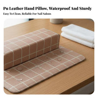 Waterproof Plaid Nail Art Pillow Wear-Resistant Manicure Hand Pillow Easy to Clean for Salon Clients, Women, Beauty Parlor, Home, Travel