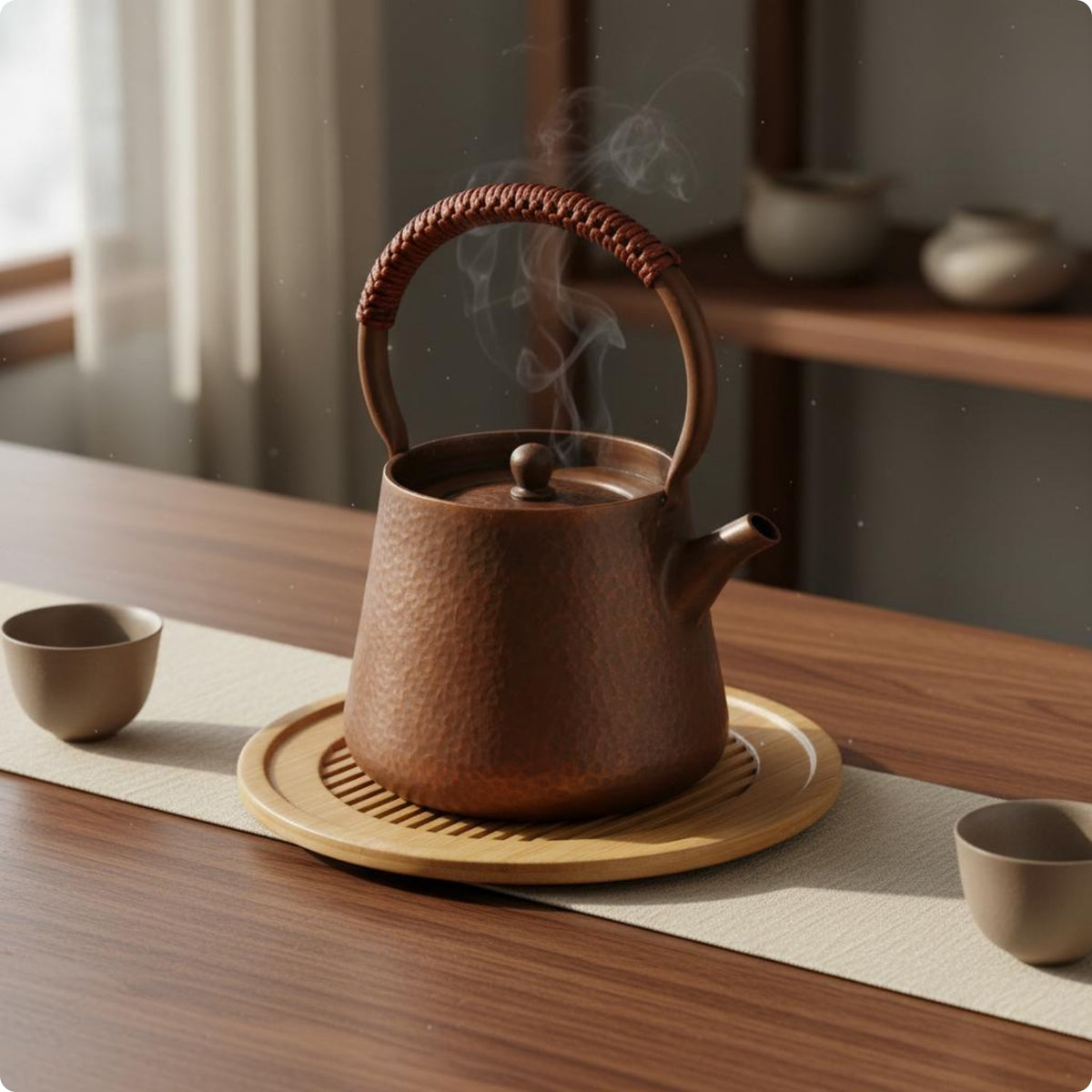 Copper Teapot Handmade Kitchenware Heat-Proof Handle for Boiling Water