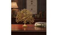 Metal Tree Statue Gold-Tone Brass Tree Lustrous Showpiece for Living Room, Entryway