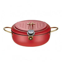 Temperature Gauge Stainless Steel Deep Fryer Pot Grill Rack Fryer Pot with Lid Polished Metal Frying Vessel Wide Body