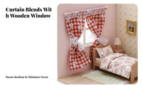 Floral Print Dollhouse Window Curtain Photography Prop Miniature Curtain Realistic Feature for Hobbyists, Kids, Miniature Scene