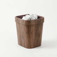 Wood-Grain Open-Top Trash Bin Modern Tapered Wastebasket Minimalist Trash Bin with Inner Liner Textured for Bedroom, Living Room, Office