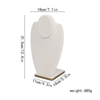Beige PU Leather Necklace Display Gold Trim PU Leather Bust Display Padded Look Bust Necklace Stand Upright