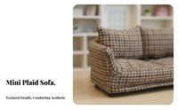 1/12 Scale Dollhouse Sofa Play House plaything/12 Scale Dollhouse Furniture Nice Gift Miniature Plaid Couch for Hobbyists, Scene Setting