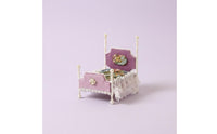 1:12 Scale Dollhouse bed Decorative 1:12 Scale Doll  Lavender Velvet Look Mini Princess Bed for Model Scene