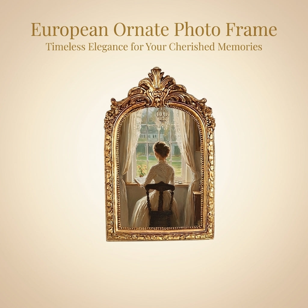Vintage Resin Picture Frame Retro Floral, Antique Gold Rectangle Photo Frame, Ornate Wedding Photo Frame, Baroque Photo Frame Oval Picture Frame