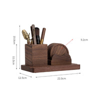 Tea Utensil Holder Walnut Wood Organizer Compact Wooden