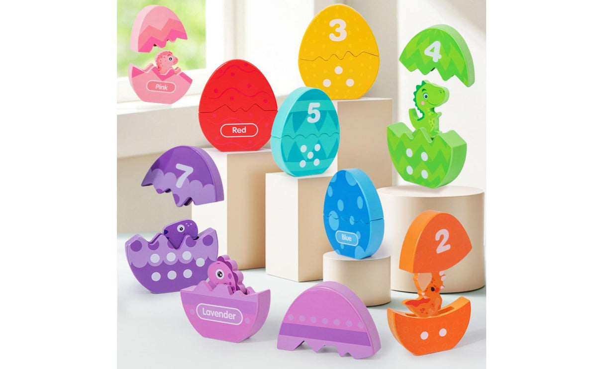 Dinosaur Egg Puzzle Child-Centered Number Color Matching Toy Fine Motor Skills Egg Matching Puzzle for Preschoolers, Kids, Home Education