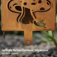 Fern Frond Garden Art Stake Weathered Look Rusted Metal Garden Pillar Cut