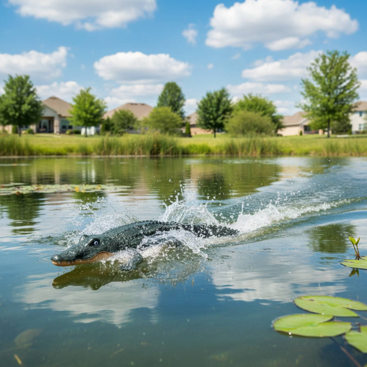 Waterproof RC Alligator Boat Twin Propeller Wireless Control Crocodile Realistic Design Electric Swimming Crocodile Rechargeable Battery for Pool