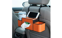 Vehicle Seat Back Organizer with Beverage Holder Holder Hanging Hooks Back Organizer Easy Installation Backseat Storage Box with Beverage Holder
