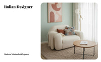 Curved Boucle Sofa Minimalist aesthetic Living Room Furniture Cream pale Couch for Apartment Dwellers, Design aficionados, Lounge Area, Home