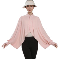Lightweight Sun Protection Cape Breathable Cover-up Cape Drapey Material Outerwear Wide Sleeves for Women, Outdoor