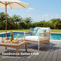 4 Pieces Waterproof 4-Piece Woven Seating set Weather-Resistant Outdoor Furnishings Water Patio Set Nordic Design for Families, Homeowners, Garden lovers, Balcony, rearyard, Porch, waterside