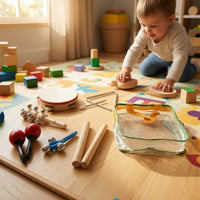 6 Pieces Percussion Instrument Set with Storage Bag Wood Wooden Percussion Instruments Set Educational for Kids, Preschoolers