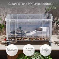 Transparent Turtle Tank with Lid and Drainage