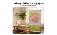 Floral Print separater Oil Painting and aesthetic Multi-Panel Folding separater Foldable Design Room Partition for Renters, Students, Bedroom, School, Restaurant