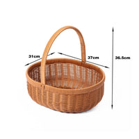 Oval Basket with Handle Natural Material Oval Woven Basket Multi-Purpose