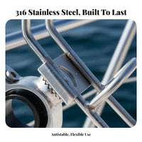 Stainless Steel Boat Rod Holder Clamp on Fishing Rod Holder Boating Accessory 360° Rotation Sturdy Duty