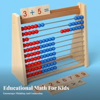 Educational Wooden Abacus Colorful Beads Child-Centered Math Toy Develops Fine Movement Skills for Preschoolers, Toddlers, Classroom