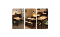 Carved Rectangular Dining Table Two-Tone Solid Wood Dining Table Sturdy Furniture Long-Lasting for Kitchen