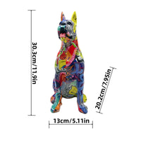 Doberman Statue Upright Ears Resin Dog Sculpture Decorative for Home Display