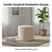 Nordic Design Round Fabric Pouf Minimalist aesthetic Round Pouf Ottoman Soft and Comfortable Indoor Seating Multi-Functional for Cafe Owners, Interior Decorators, Living Room, Coffee Shop, Rest Area, Entryway