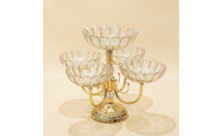 Gold-Tone Fruit Tray Stand with Glass Bowls Versatile Fruit Bowl with Metal Stand Stable Sturdy for Home Entertaining