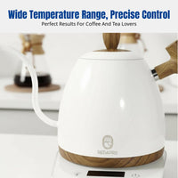 Temperature Control Gooseneck Kettle, Stainless Steel, Adjustable Thermostat, Electric Smart Kettle for Coffee and Tea