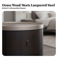 Nordic & design Round Cabinet with X-shaped base Minimalist Design Bedside Table adaptable Nightstand for Interior Designers, homeowners, Parents, Hotel Room, Entryway, Hallway