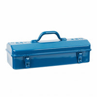Blue Metal Tool Box Handle Hinged Metal Tool Box Heavy Duty for Garage, Outdoor